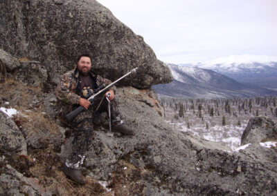 Hunter looking for moose
